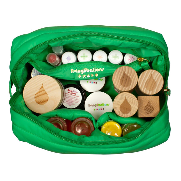 LIVING LIBATIONS Puffer Dopp Bag grass green