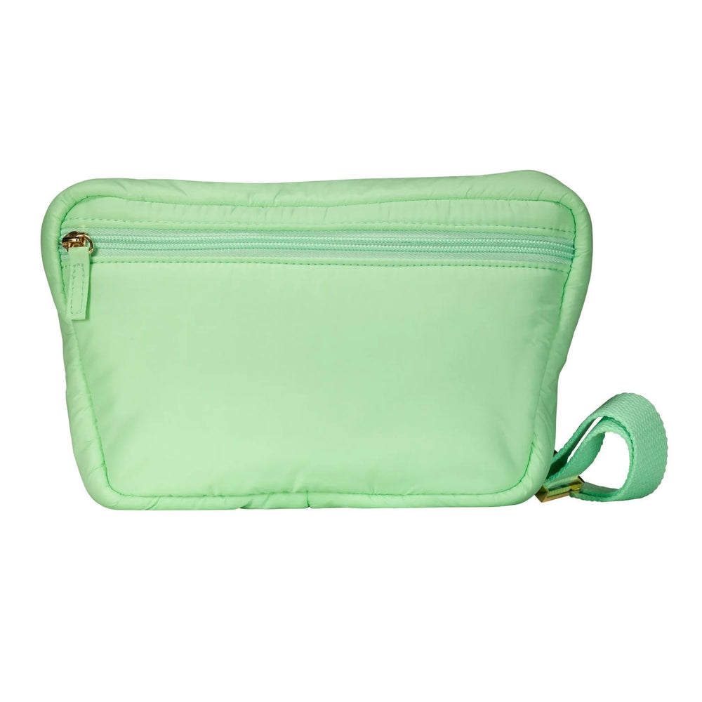 Living Libations Puffer Hip Bag in Seafoam Green with adjustable belt. seafoam green 