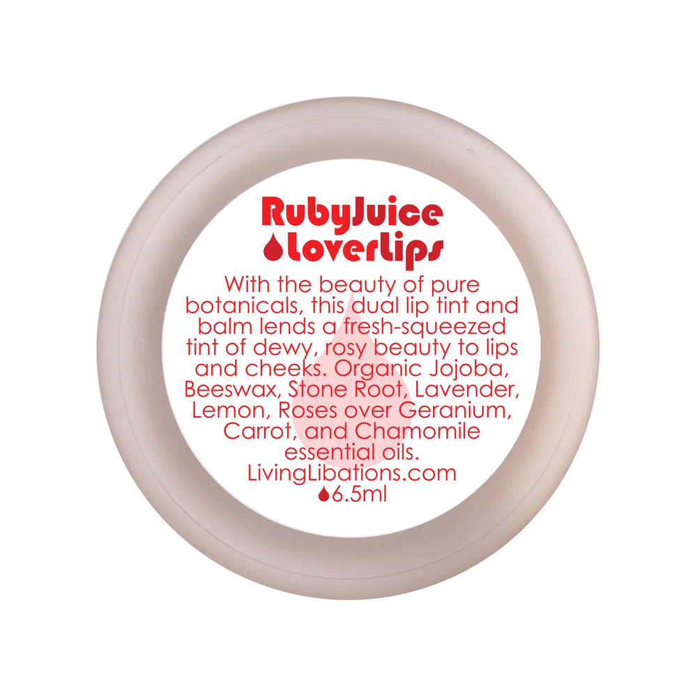Living Libations Ruby Juice Lover Lips with a fresh, ruby-red tint and nourishing botanical ingredients