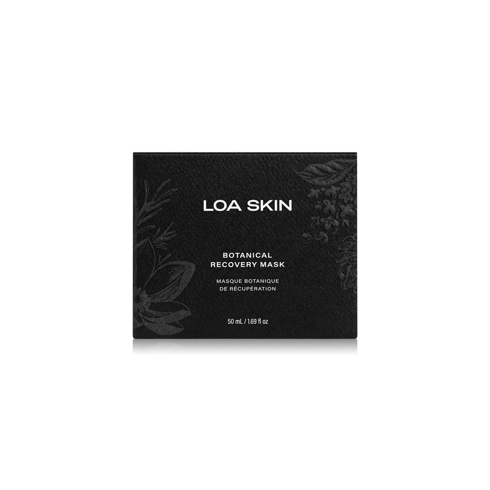 LOA SKIN Botanical Recovery Mask in black jar on white background