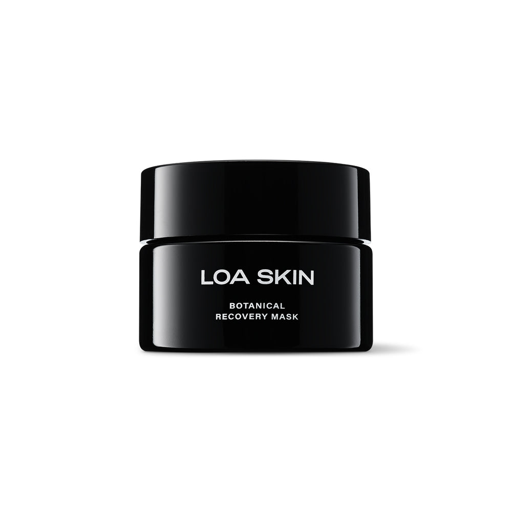 LOA SKIN Botanical Recovery Mask in black jar on white background