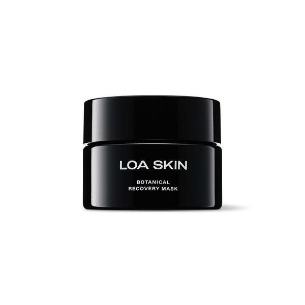 LOA SKIN Botanical Recovery Mask in black jar on white background