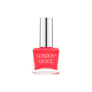 London Grace Liz Nail Polish – vibrant pink-orange hue, vegan, cruelty-free, and glossy finish.