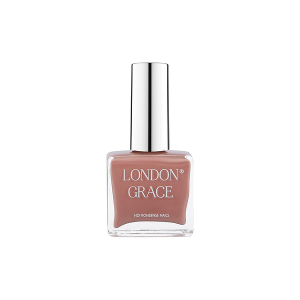 London Grace Mae Nail Polish – warm earthy clay with a glossy, long-lasting finish. Vegan and cruelty-free formula.