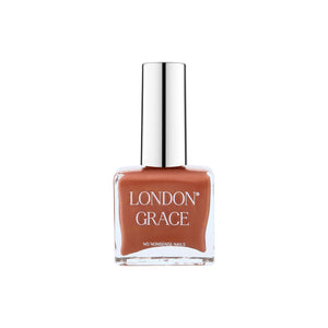 London Grace Moz Nail Polish – warm taupe shade with subtle shimmer. Vegan, cruelty-free, and glossy finish.