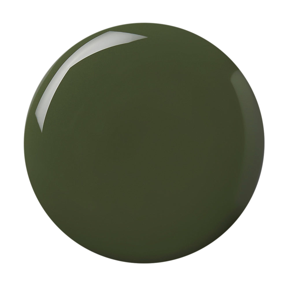 London Grace Olive Nail Polish – rich green shade. Vegan, cruelty-free, glossy, and long-wearing.