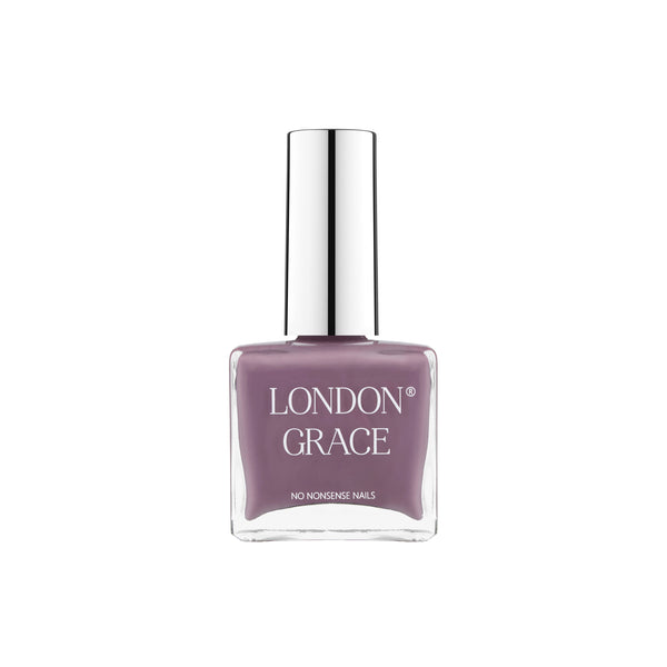 London Grace Penny Nail Polish – chic mauve shade. Vegan, cruelty-free, glossy, and long-wearing.
