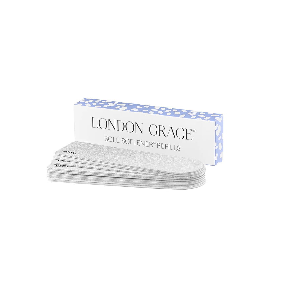 London Grace Sole Softener Refills, a pack of 5 buff and 5 smooth replacement pads for the Sole Softener Foot File.