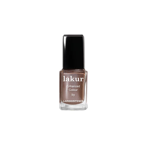 LONDONTOWN Affogato nail polish bottle showing a shimmering brown coffee-inspired shade with glossy finish on white background