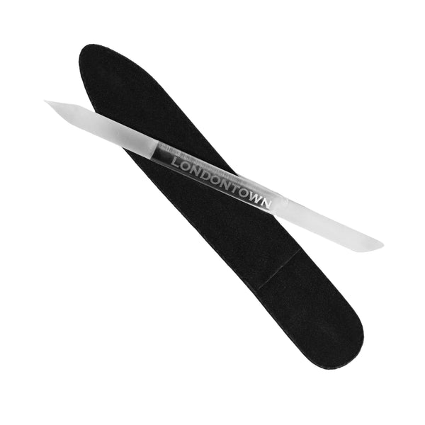Londontown Glass Cuticle Pusher with dual-ended design for precise cuticle care.