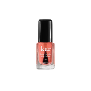 LONDONTOWN Luxe Length Nail Gloss bottle showing a sheer rose-toned nail gloss designed to enhance shine and the appearance of healthy nails. On white background