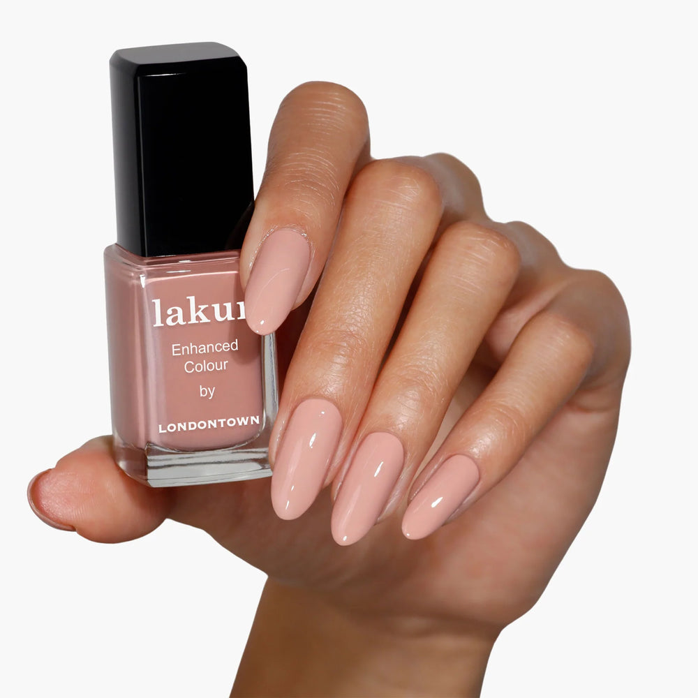 Londontown Rose Latte nail polish in a warm pink beige shade.