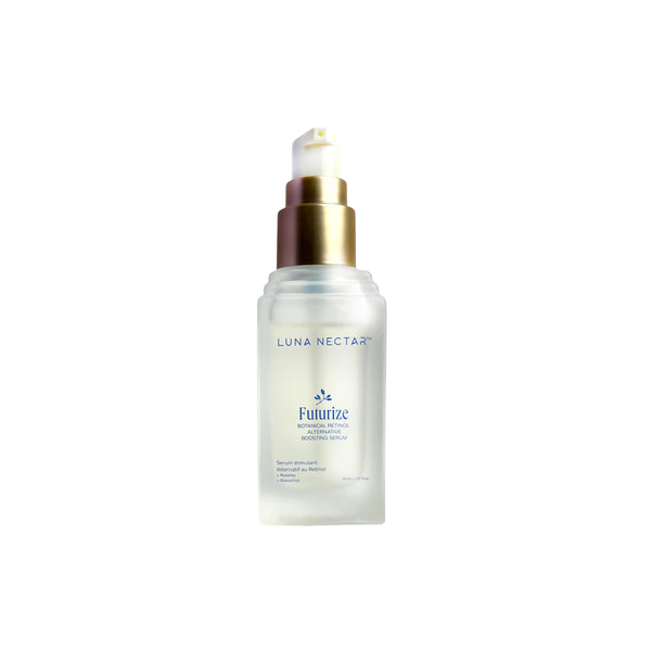 LUNA NECTAR Futurize Retinol Alternative Boosting Serum – plant-based serum with bakuchiol and rosehip.