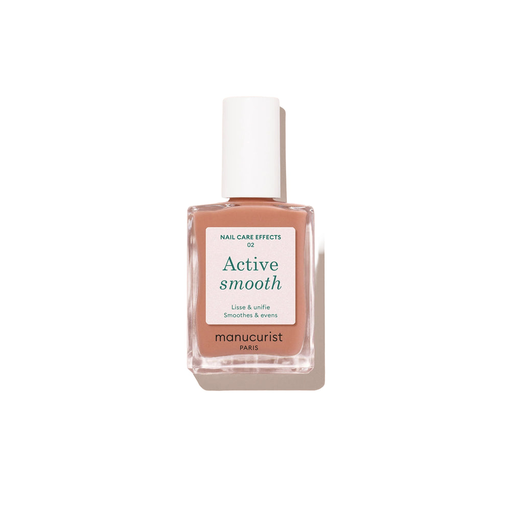 Bottle of MANUCURIST Active Smooth 02 CC Nail Polish with a rosy pink satin finish for smoothing and perfecting the nail surface.