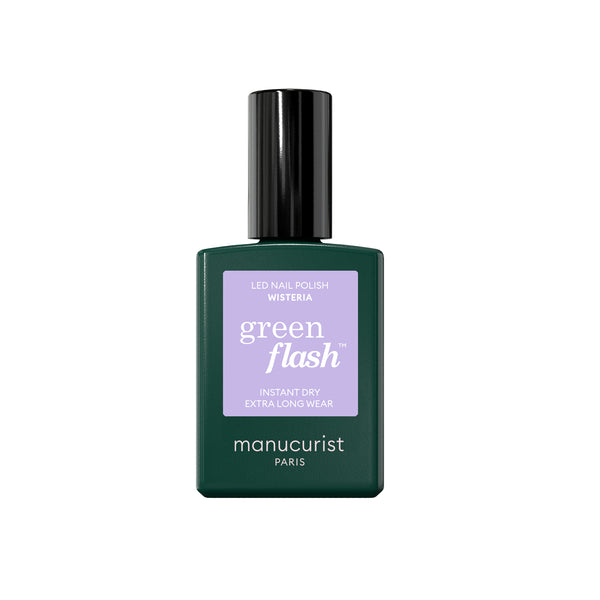 MANUCURIST Green Flash™ LED Nail Polish in Wisteria - Pastel purple shade with cool blue undertones, opaque coverage, eco-friendly gel polish