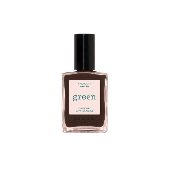 MANUCURIST Green Nail Polish Mocha, dark brown opaque nail polish, 15ml, 12-free, 80.5% plant-based