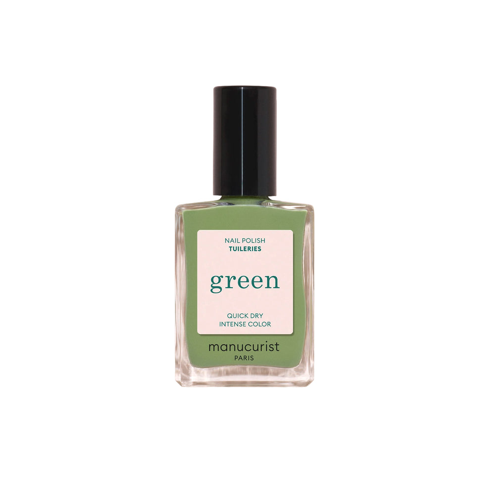 MANUCURIST Green Nail Polish Tuileries, herbal olive green, opaque, 79.5% plant-based, 15ml, 12-free, vegan and cruelty-free
