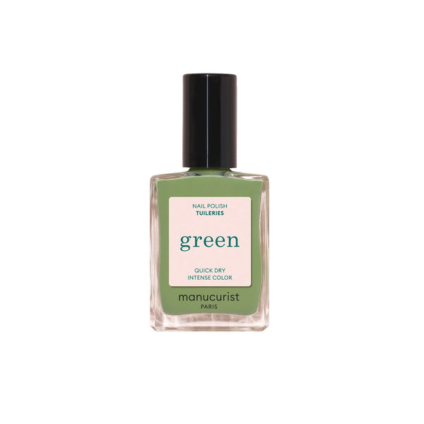 MANUCURIST Green Nail Polish Tuileries, herbal olive green, opaque, 79.5% plant-based, 15ml, 12-free, vegan and cruelty-free