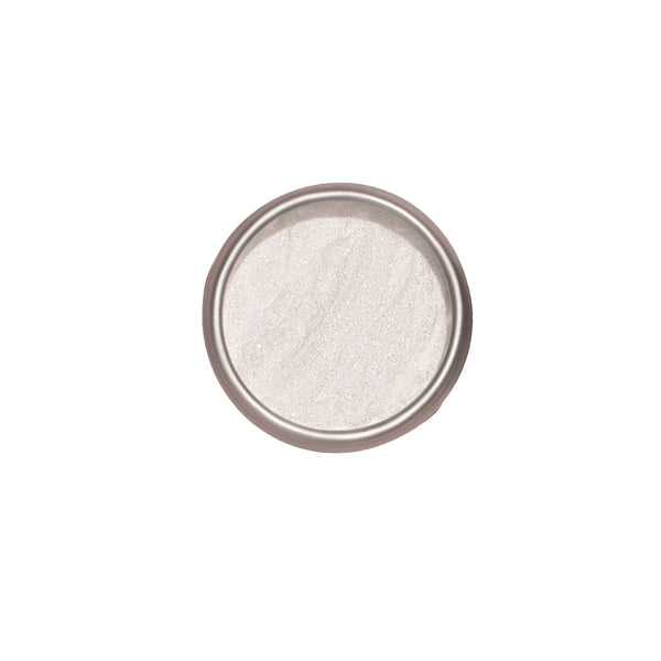 Manucurist White Glazed Effect Powder with applicator in recyclable tin.