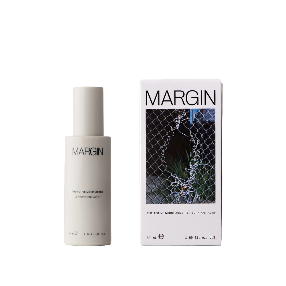 Margin Active Moisturizer skincare bottle and packaging on a white background