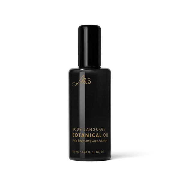 Bottle of MONIKA BLUNDER BEAUTY Body Language Botanical Oil, a nourishing blend of Austrian botanicals that hydrates and leaves skin with a radiant, dewy glow.