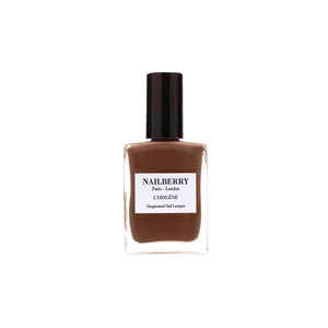 Bottle of Nailberry Nuts About You nail polish – creamy toasted nutty brown shade, vegan and breathable formula.