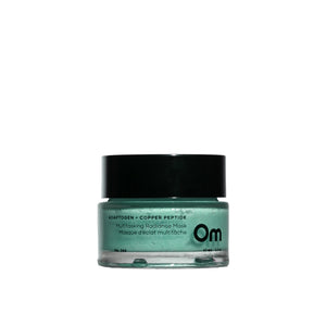 OM Organics Copper Peptide Multitasking Radiance Mask in a 45 ml jar, designed to brighten and hydrate skin while improving texture. Ideal for achieving a smooth, radiant complexion with key ingredients like copper peptides, gotu kola, and reishi extract.