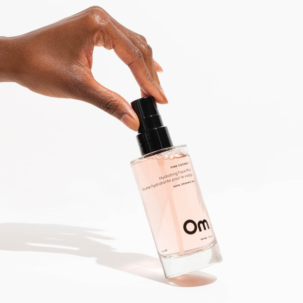 Om Organics Pink Coconut Hydrating Face Mist - A refreshing mist with rose and coconut waters that hydrates, tones, and preps skin for a glowing, dewy complexion.