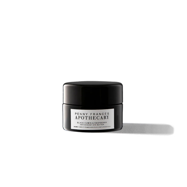 Jar of Penny Frances Apothecary Black Cumin & Black Raspberry Antioxidant Eye Butter with cupuaçu, murumuru, and botanical seed oils for soft, hydrated skin.