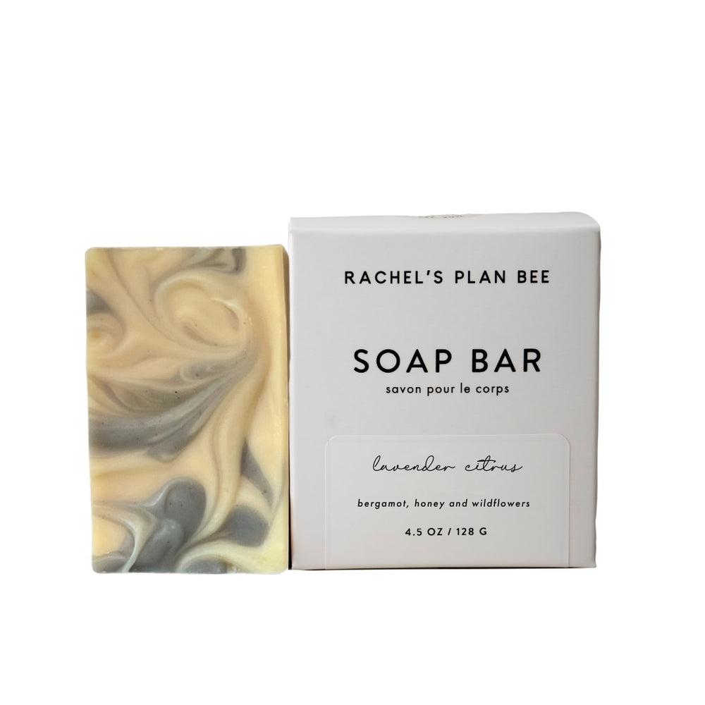 Artisan lavender citrus soap bar made with wildflower honey and botanical oils
