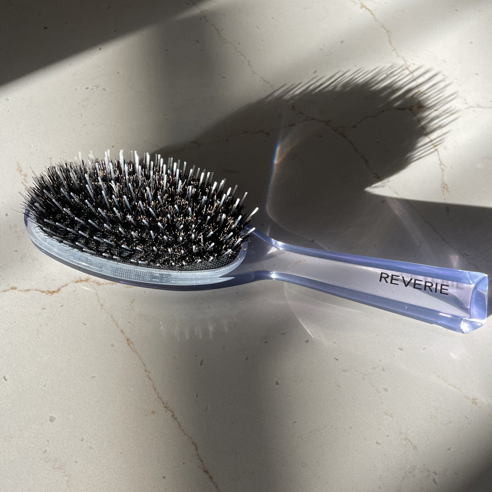Reverie Nice Hair Brush with boar and nylon bristles for gentle detangling and shine, handcrafted in Italy.