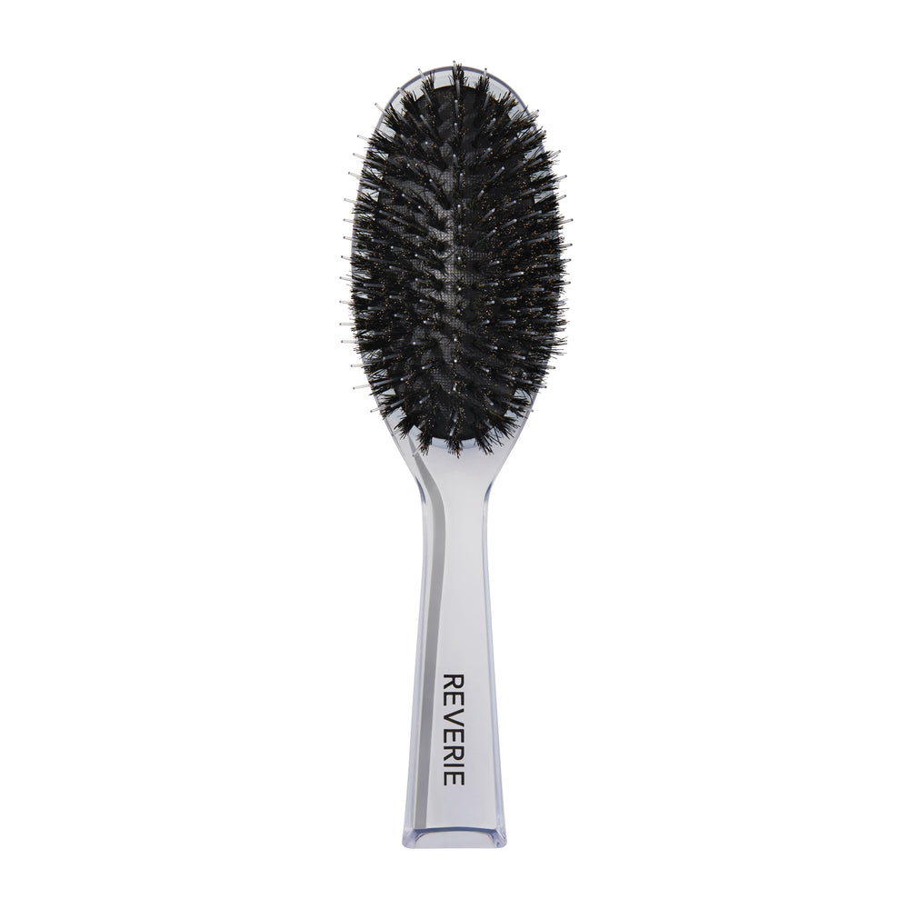 Reverie Nice Hair Brush with boar and nylon bristles for gentle detangling and shine, handcrafted in Italy.