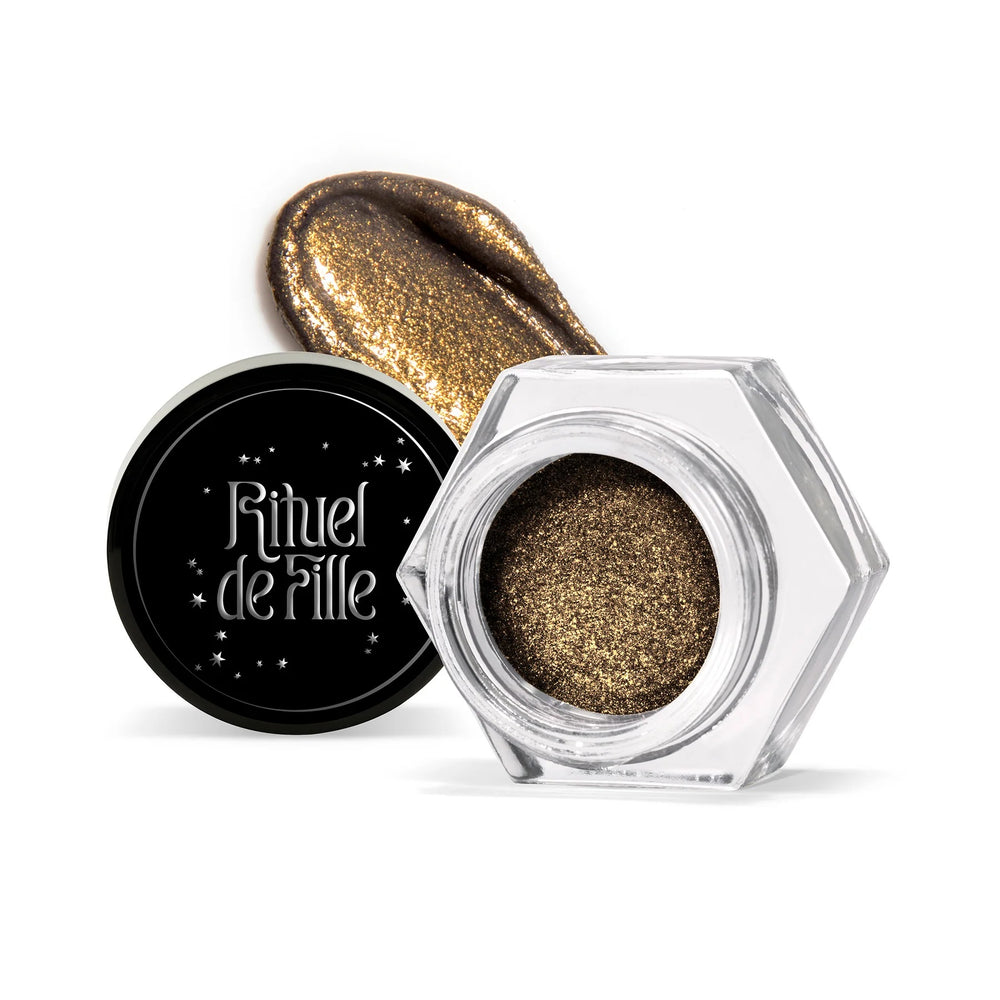 RITUEL DE FILLE Celestial Sphere Gelée Eye Gloss – Serpens, smoky gold with iridescent shimmer, suitable for eyes, lips, and cheeks.