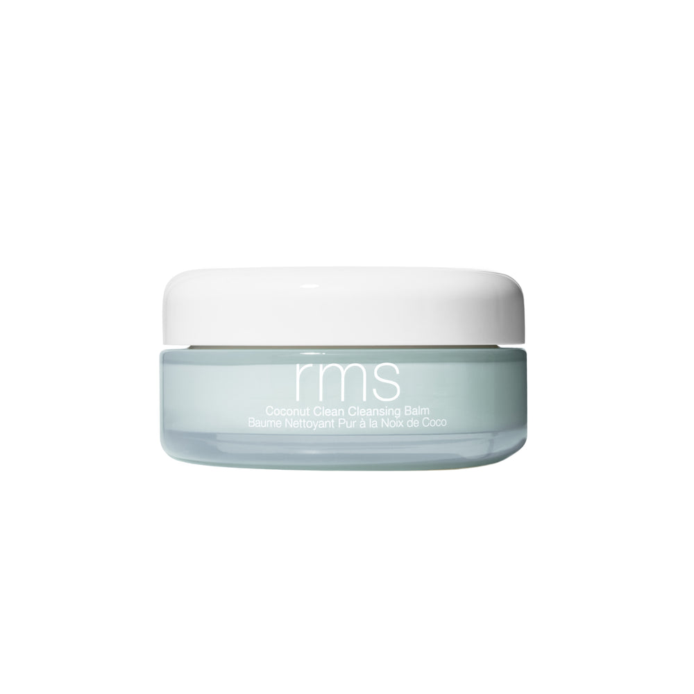 RMS Beauty Coconut Clean Cleansing Balm – a luxurious balm-to-oil formula that removes makeup and nourishes the skin.