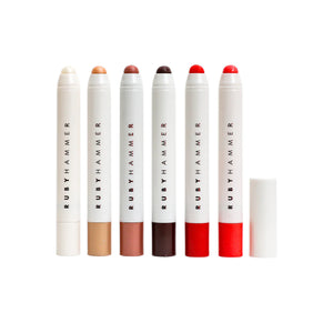 Ruby Hammer Lip Serum Balm - nourishing lip balm hybrid with a blend of sativa seed oil, meadowfoam seed oil, and cocoa butter for smooth, hydrated lips with a dewy finish. ALWAYS SHOW