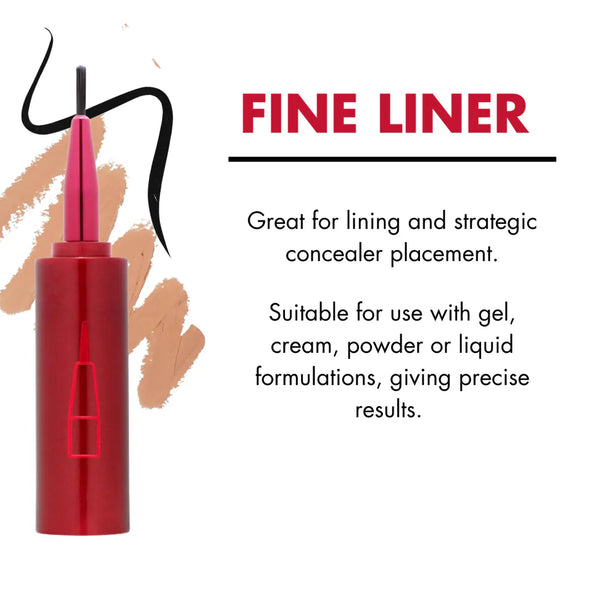 Red fine liner brush from Ruby Hammer with text on a white background