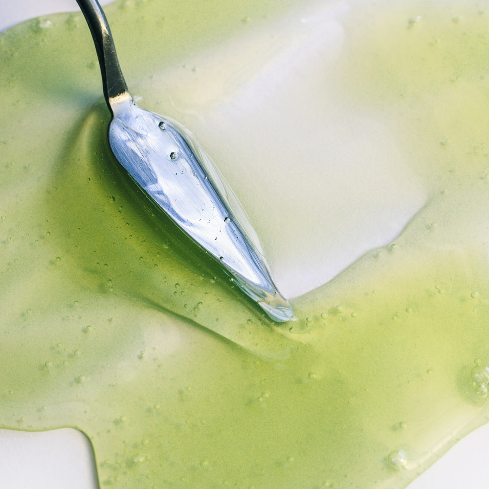 Seed to Skin Matcha Soap in a metallic olive green pump bottle with white text, set against a plain white background.
