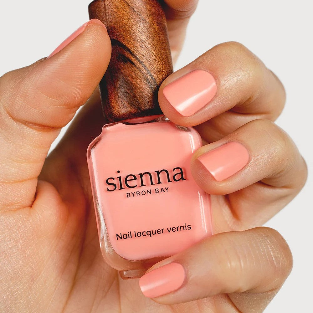 Sienna Byron Bay Carnation Nail Polish – peach blush crème, ethical, vegan, and eco-friendly.