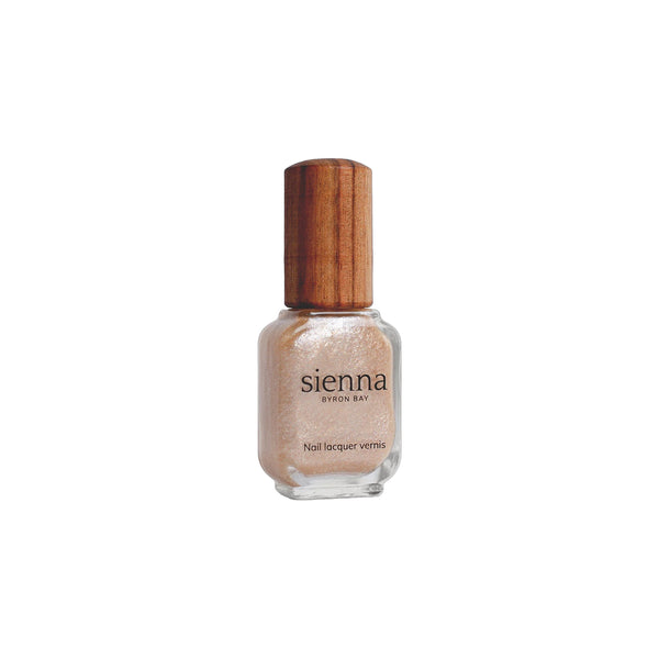 Sienna Byron Bay Embrace Nail Polish – soft grapefruit shimmer in sustainable packaging.