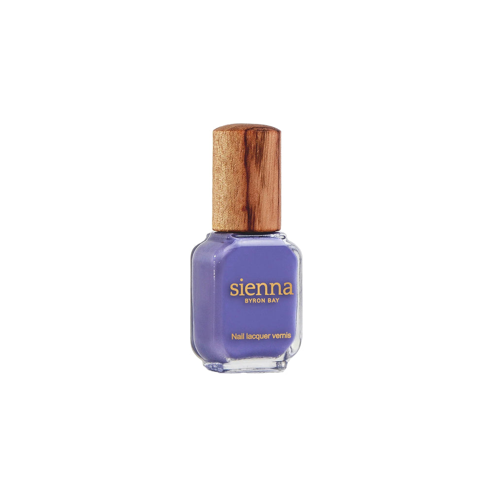 Sienna Byron Bay Gentle Nail Polish – midtone blue-lilac, vegan, and eco-friendly.