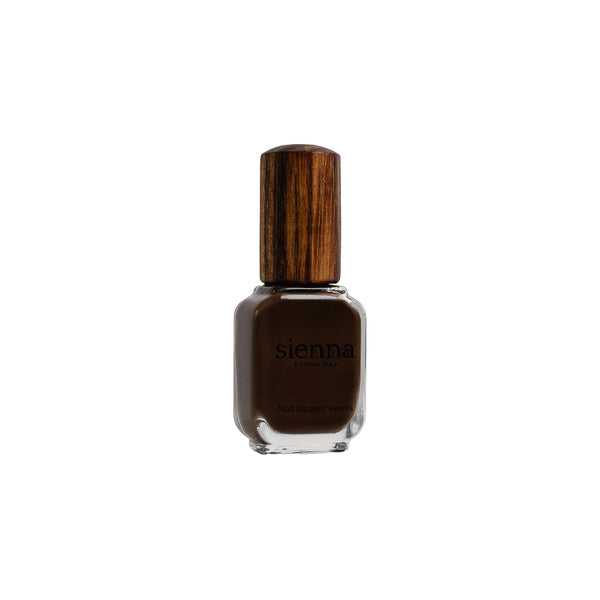 Sienna Byron Bay Majestic Nail Polish – dark chocolate crème, vegan, cruelty-free, and eco-friendly.