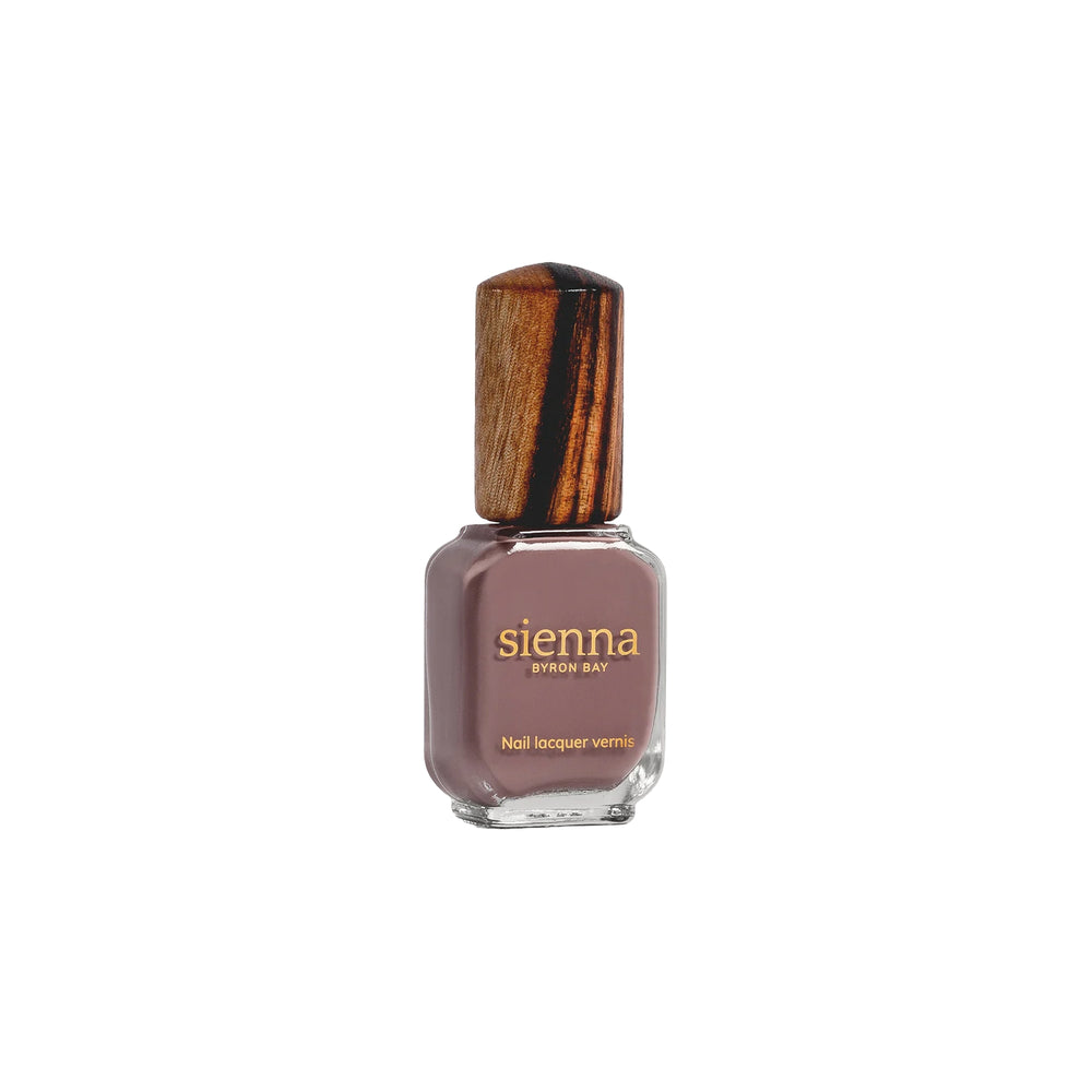 Sienna Byron Bay Nurture Nail Polish – Dusty mauve crème in a full-coverage, earthy shade. Vegan and eco-friendly.