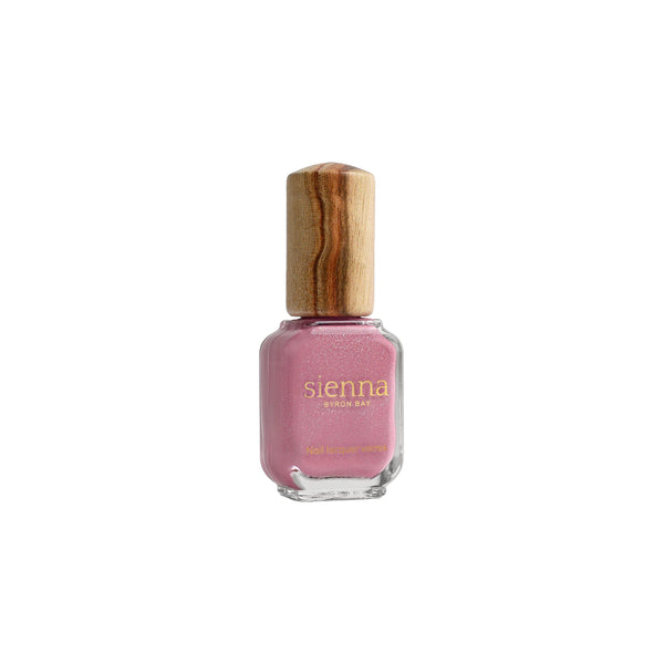 Sienna Byron Bay Resonance Nail Polish - midtone lilac creme with holographic shimmer in an eco-friendly bottle.