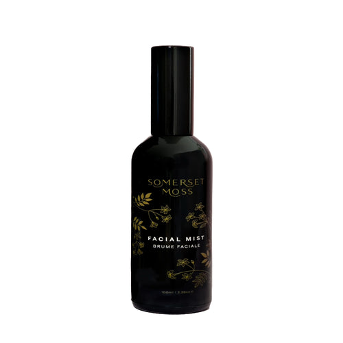Somerset Moss Facial Mist – a hydrating toner and serum with jasmine, aloe, and white willow bark. 100ml