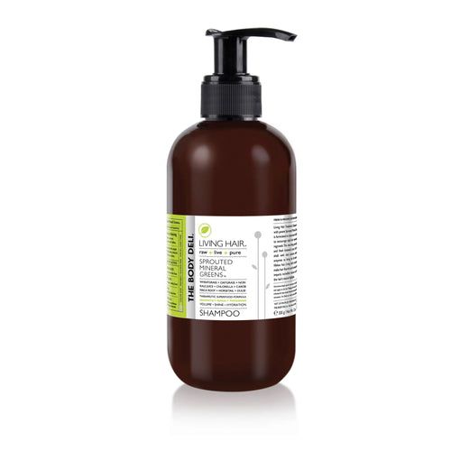 The Body Deli Living Hair Shampoo 12oz – shampoo with sprouted greens, sulfate-free formula for shine, volume, and hair rejuvenation. Large Size