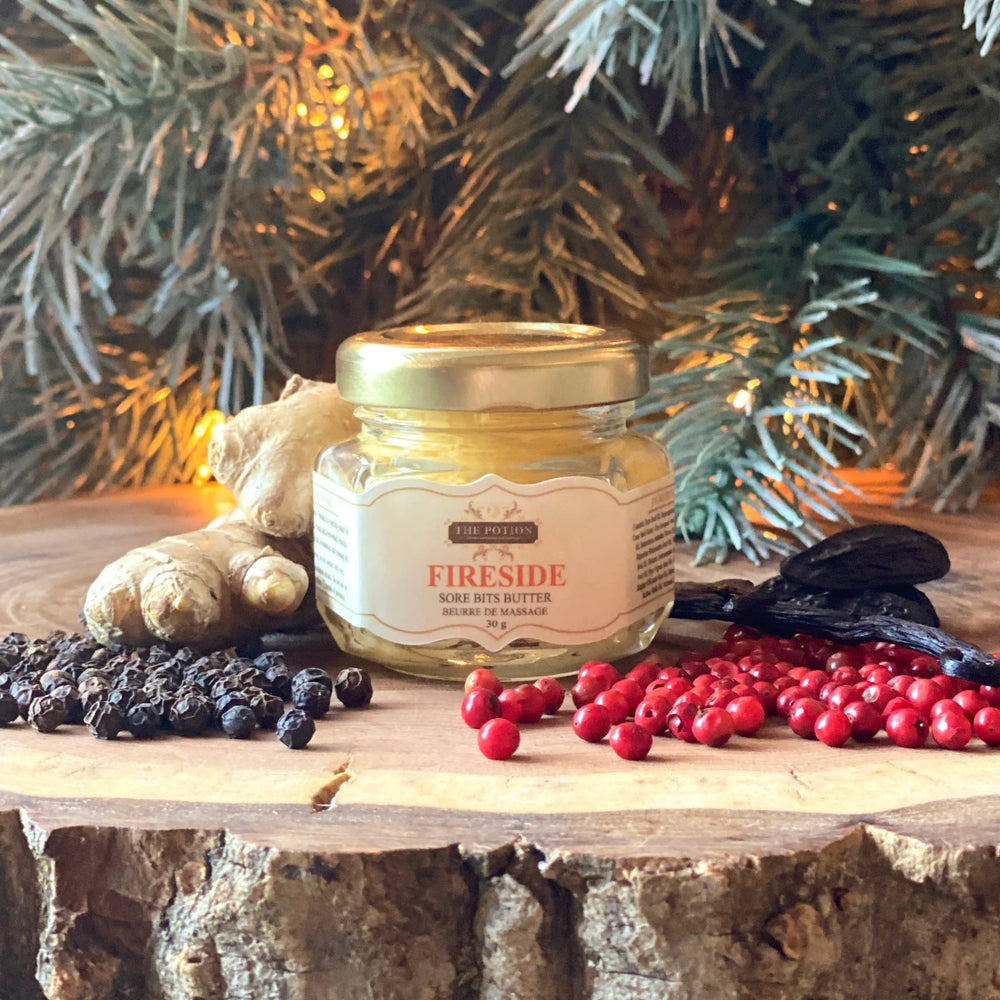 THE POTION MASTERS Fireside Sore Bits Butter – warming butter with chai, cedar, and vanilla.