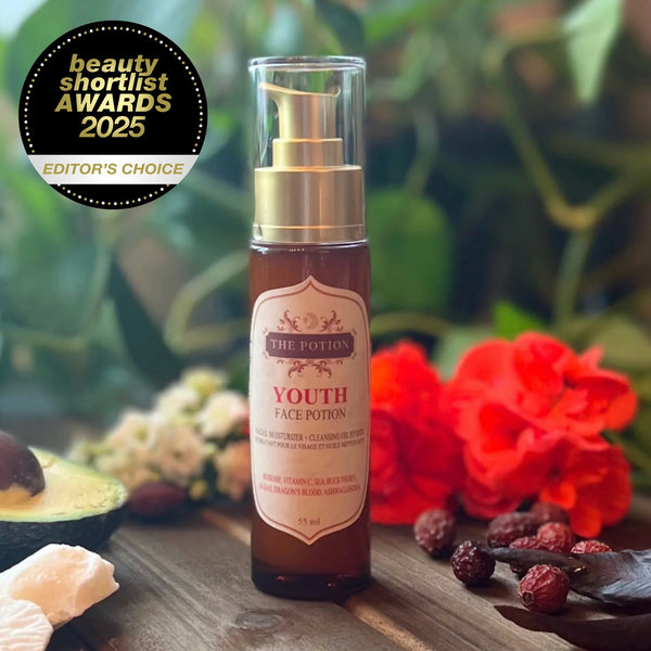 The Potion Masters Youth Facial Oil and Cleanser for glowing, mature skin