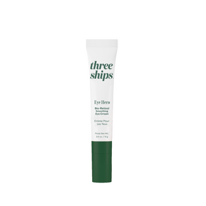 THREE SHIPS Eye Hero Bio-Retinol Eye Cream with ceramic applicator on a white background.