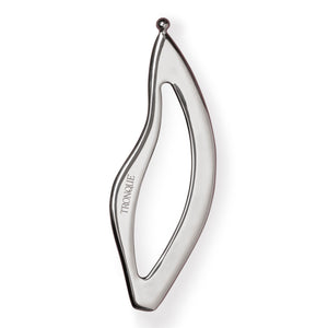 Silver body gua shae with 'Taronque' branding on a white background. TRONQUE Body Gua Sha