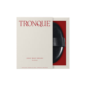 TRONQUE Ionic Body Brush packaging with a black body brush brush inside a box on a white background.